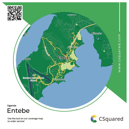 CSquared_Africa's tweet photo. Do you have a business in #Entebbe? Do you have a fiber connection? Find out through our tool on https://t.co/wTFdb5GfA6 about getting connected! #LoveYourNetwork❤️ #ABetterWay #FibeRisingAfrica https://t.co/Xy4tTwB4K3