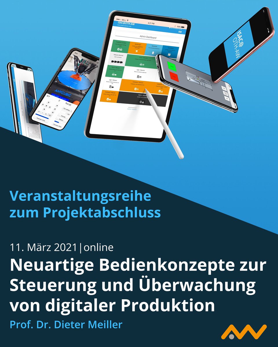 Am 11. März beginnt mit dem Vortrag “Neuartige Bedienkonzepte zur Steuerung und Überwachung von digitaler Produktion” von Prof. Dr Meiller die Veranstaltungsreihe zum Projektabschluss des ISAC. 🗓

Mehr Infos zur Anmeldung finden Sie auf der ISAC Website. 

#industrie40 #zukunft