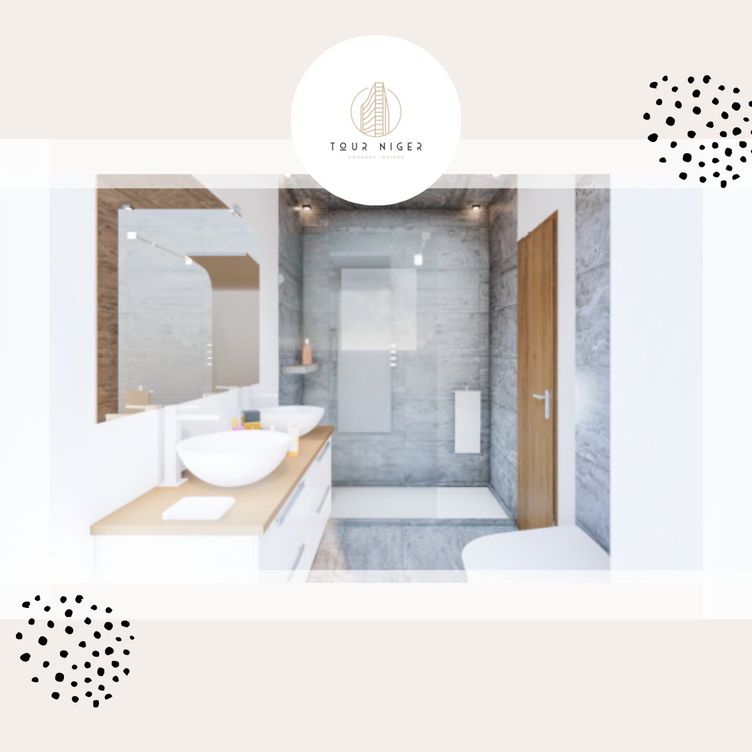 Découvrez les salles de bain dont seront équipés tous les duplex de la Tour Niger ! Le design et la qualité des matériaux vous apporteront tout le confort nécessaire ! 😀
 
Pour visiter la Tour Niger ou + d’infos 👉 +224 660 22 22 29