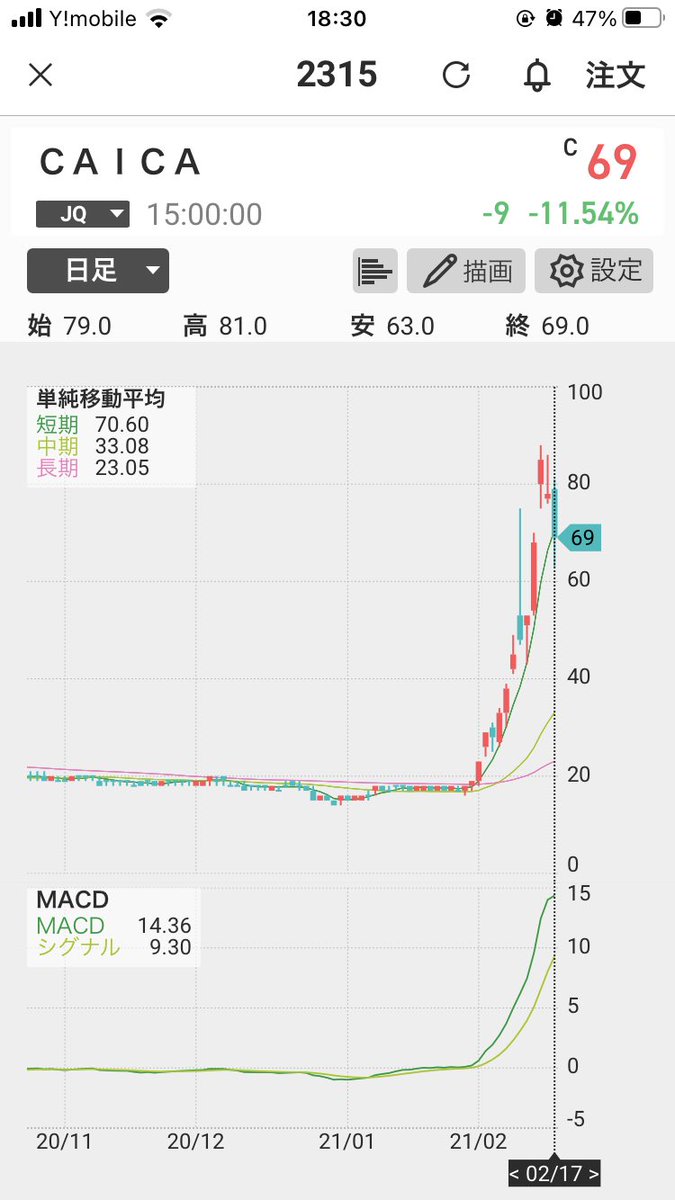 株価 caica