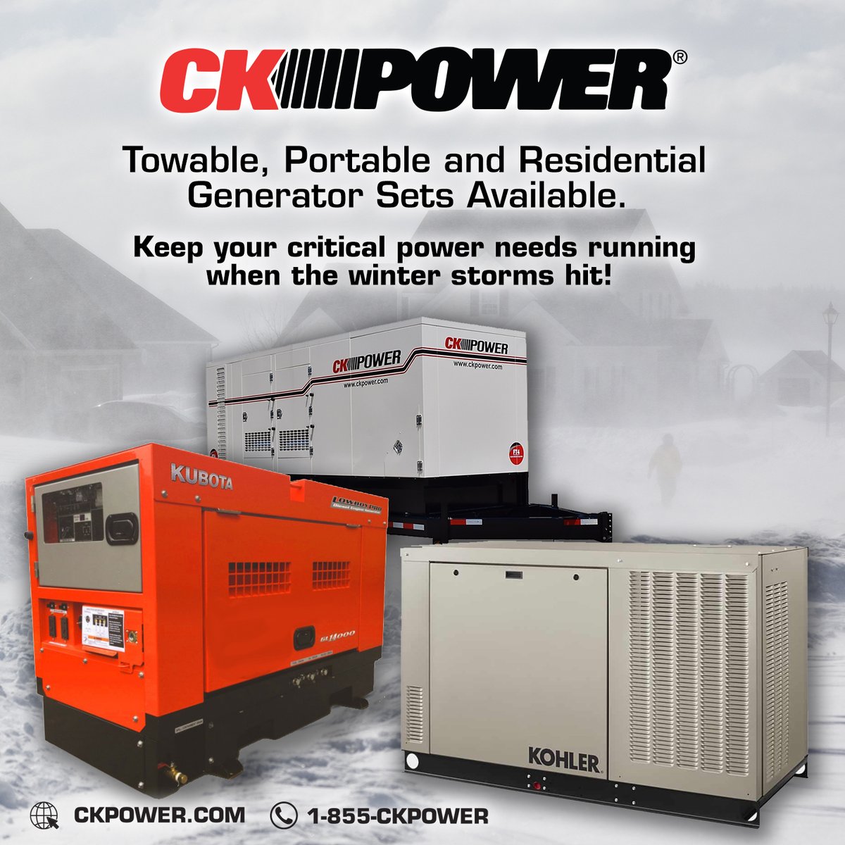 Don’t be left out in the cold next time! #ckpower #generators #generatorsets #kohlerpower #kubotapower #wintersucks