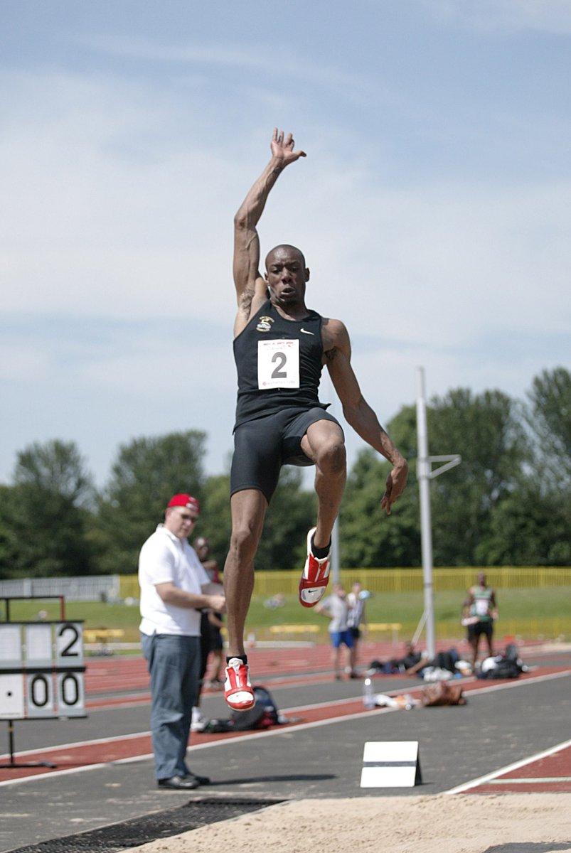 The Aston Moore-coached athlete furthered his record in May of 2002, jumping 8.03 as the first  U20 over the 8-metre barrier.