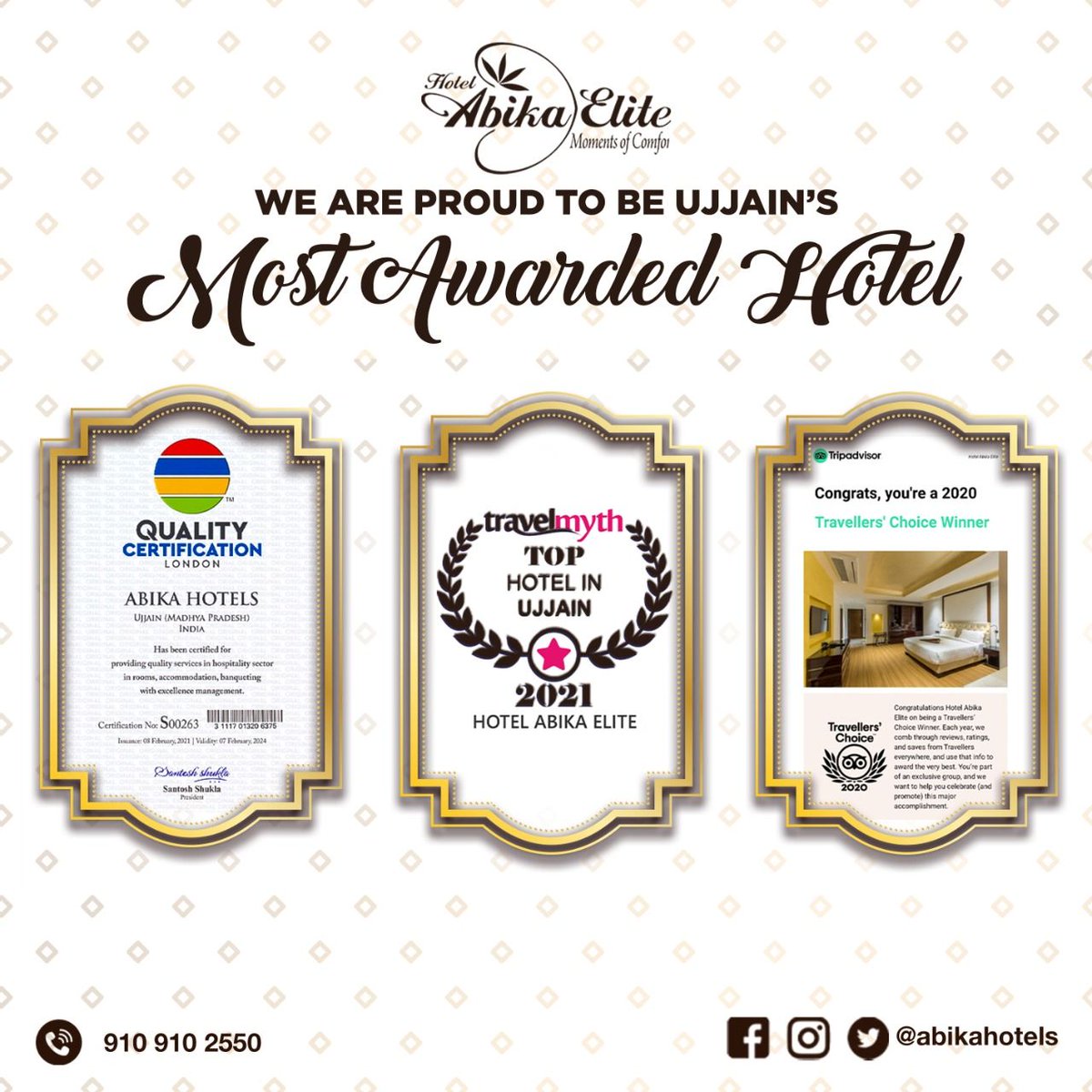 AbikaHotels's tweet photo. Awards matter to us as they are the testimonial of our dedication and commitment towards providing the best quality services and customer care to our guests.
Thank you to all our guests!
#hotel #award #hotelawards #travellers #besthotel #hospitality #beststay #luxuryhotel #ujjain https://t.co/m08NmWqIvn