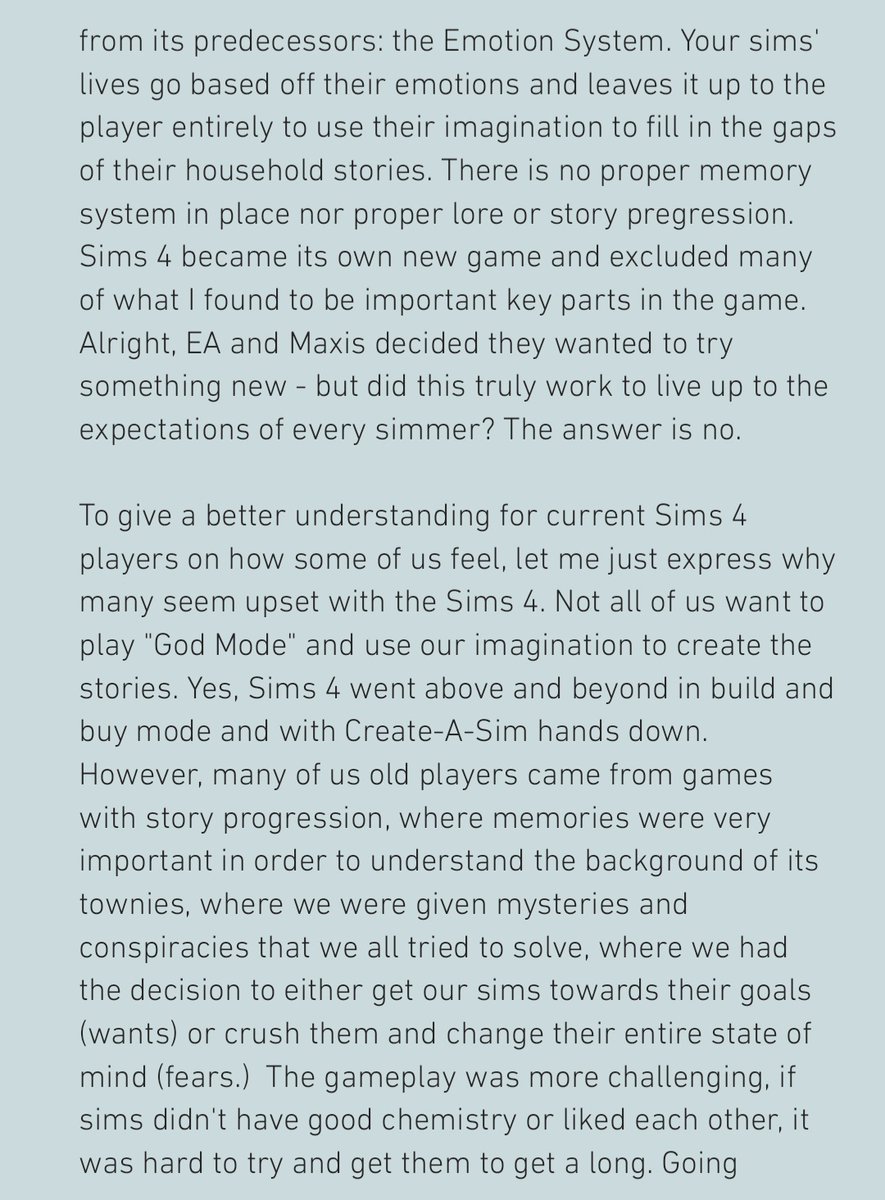 Dear Sims Community (and  @EA  @TheSims)  #SimsRevolutionAlso sorry, there will be no TLDR.