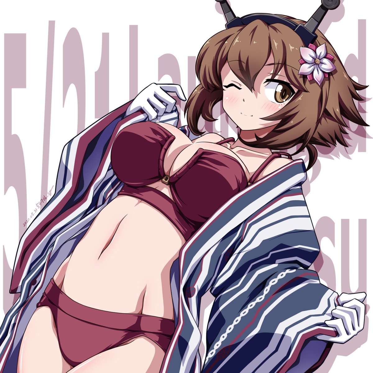 ガンビア・ベイ(艦隊これくしょん) 「描いてる絵が間に合いそうにないので過去絵の再掲でベイちゃんとアブルッツィさんと陸」|547th_syのイラスト