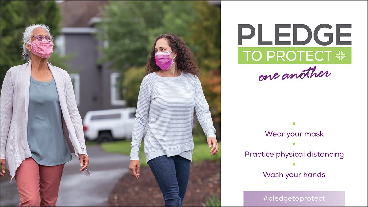 TrinityHealthHQ's tweet image. It is important to stay vigilant in slowing the spread of #COVID19 when out in public. Do your part to protect yourself, your loved ones and our community by wearing a mask, physically distancing and washing your hands. #PledgetoProtect