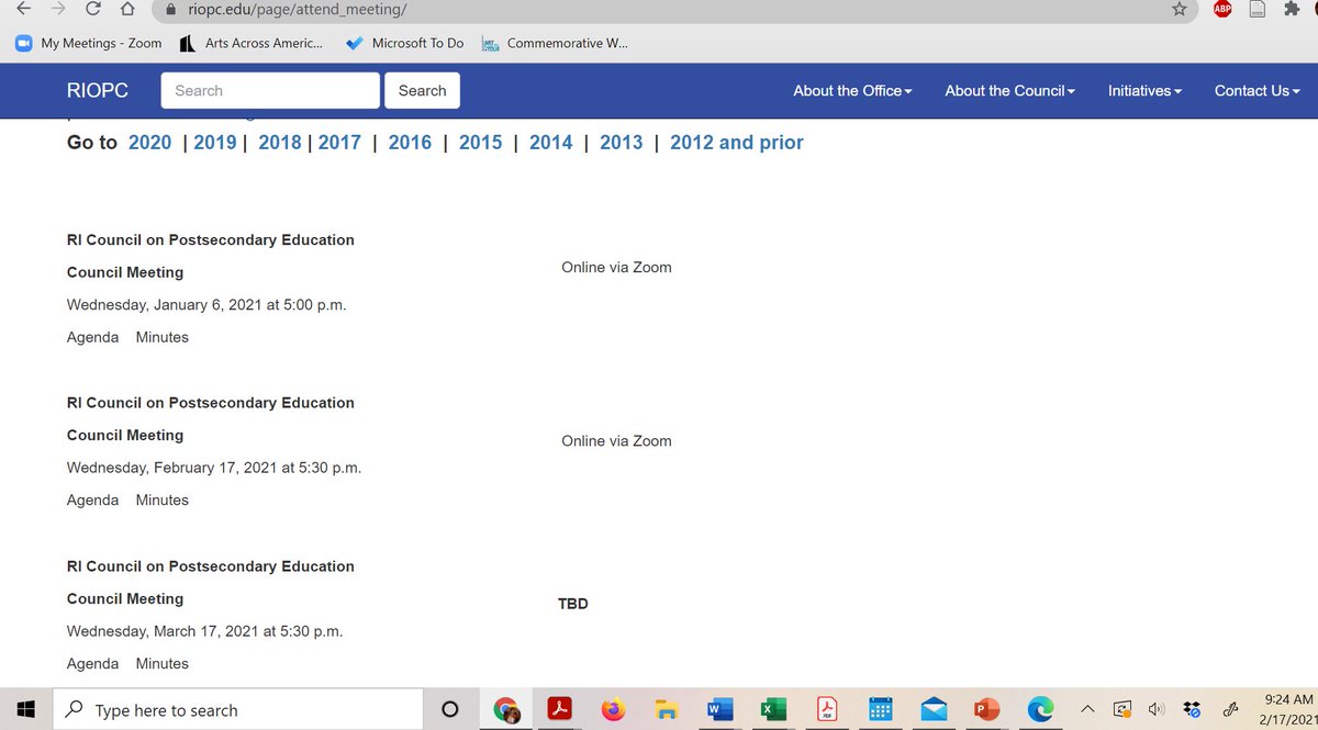 <a href="/RISecState/">RI Department of State | Secretary Gregg M. Amore</a> So far the 2021 Postsecondary Council meetings are not public? There no agendas, no links to join. Doesn't this violate the Open Meetings Act? (It definitely violates state contracts with faculty and staff at RIC.)