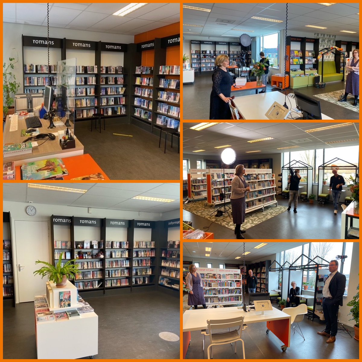 Vandaag door burgemeester Sijbers en wethouder <a href="/Cornielvleeuwen/">Corniel van Leeuwen</a> samen met directeur Jannie van Vught van @BiebOschelde openingsfilmpje gemaakt voor vernieuwde bieb Sint-Annaland. Bieb ziet er prachtig uit!