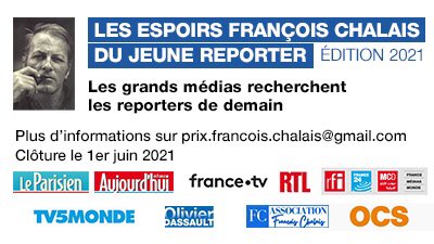 📣 Appel à candidatures "Les espoirs François Chalais du Jeune reporter" 
<a href="/TV5MONDE/">TV5MONDE</a>, partenaire de cette edition 2021, recherche le jeune reporter francophone de demain 
#journalisme #reporter #prix #FrançoisChalais #francophonie