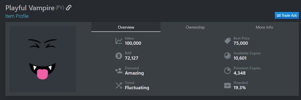Trade value roblox. Playful Vampire. Игривый вампир РОБЛОКС. Игривый вампир лицо в РОБЛОКС. Плейфул РОБЛОКС.