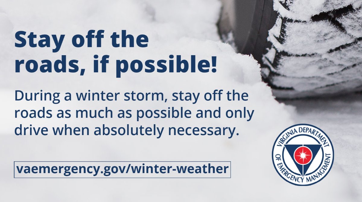 Again, please do any errands TODAY. We can’t stress this enough: Once the storm starts, you must STAY OFF the roads as much as possible!