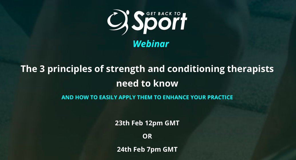 Claire_Minshull's tweet image. It's that time again 😀 FREE Webinar on implementing basic principles of S&amp;amp;C &amp;amp; exercise science into rehab.

Plus info on the next S&amp;amp;C For Therapists online course enrolment (opens next week!)👇
getbacktosport.com/the-3-principl…