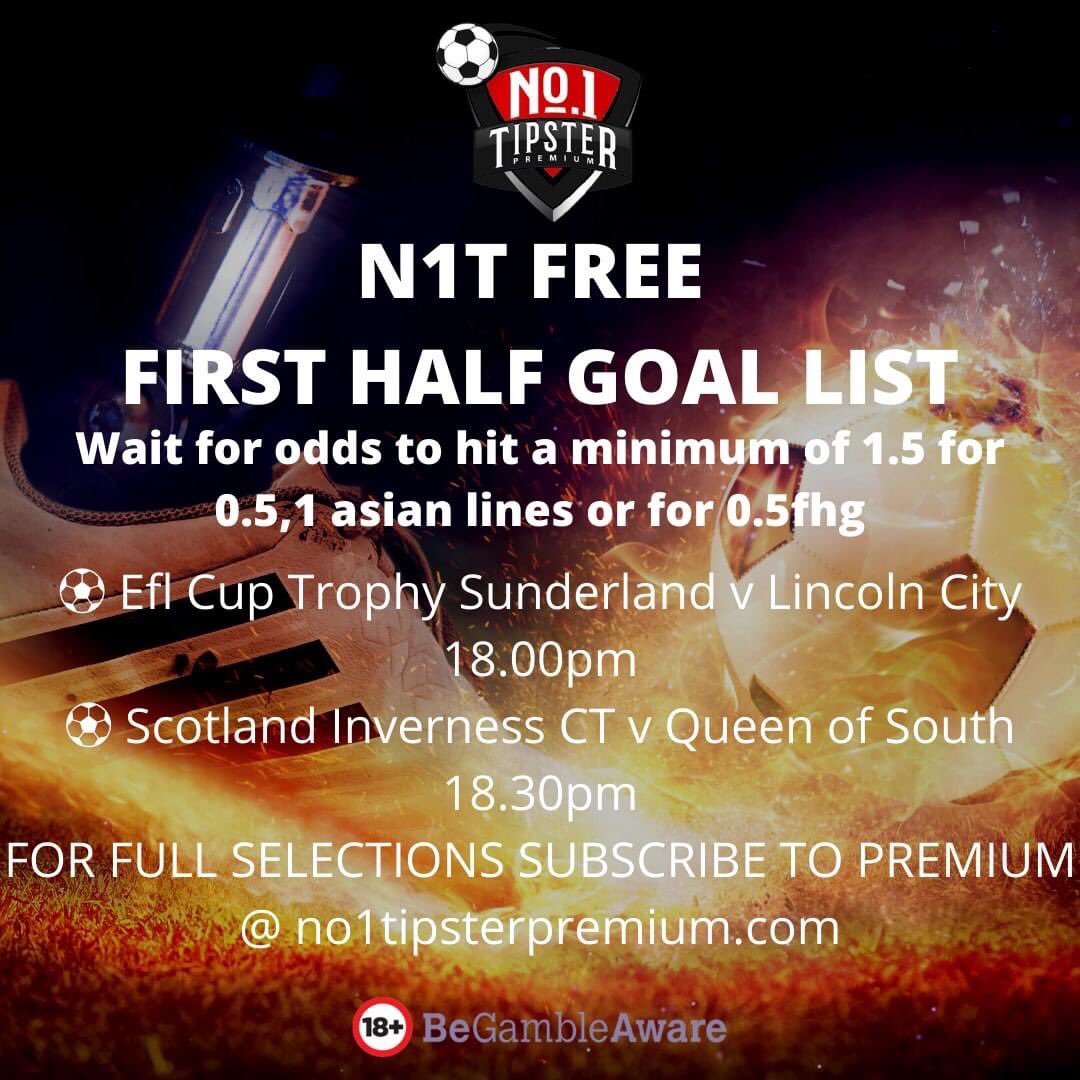 TakeTipster's tweet photo. 🙌 Today’s selection for the free first half goal list. 

For full selections, in-play tips,accas and more, join our premium service and give our one week trial a go. 

https://t.co/DPJBUaGwoX https://t.co/ywHAZlCh8c