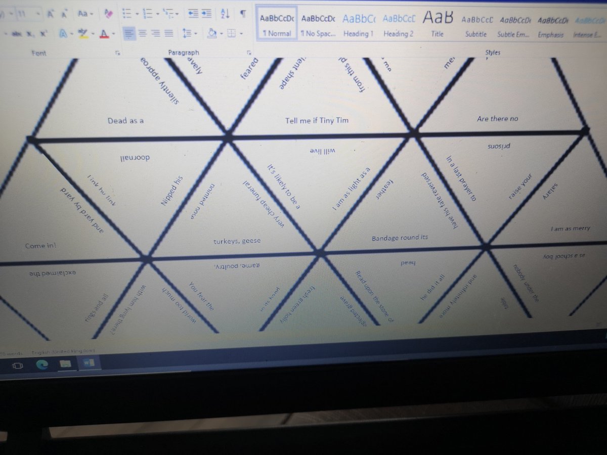 Bethanie_Peck's tweet photo. Creating revision hexagons using quotations from A Christmas Carol. #teamenglish https://t.co/QRMRfzIodF