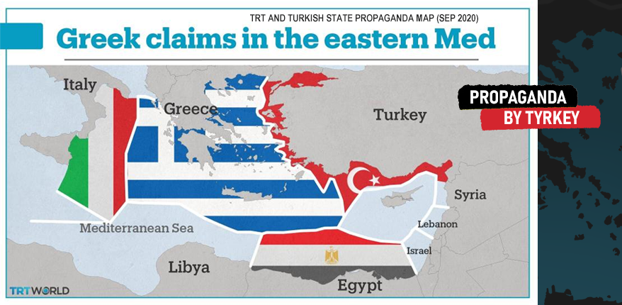 —TRT and Turkish state propaganda map (Sep 2020)1. TRT shows Greek EEZ in comparison with Turkish EEZ out of context to give the feel Turkey is been wronged.In fact the following map shows the International Maritime boundary as per United Nations International Law of the Sea.