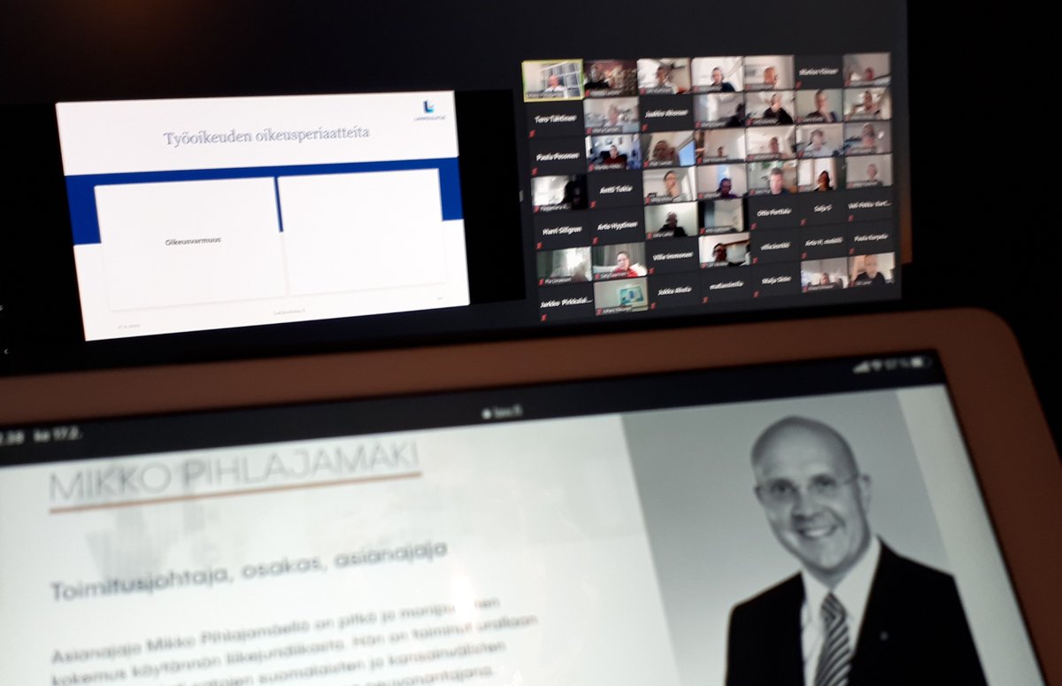 Työoikeuden oikeusperiaatteet saavat merkitykset ja alkavat elää käytännön henkilöstöjohtamisessa, kun Mikko Pihlajamäki johdattaa hr-juridiikkaan Menestyksen Strategioissa #jyuEMBA :ssa. #menestyjohtajana #verkotuviisaasti