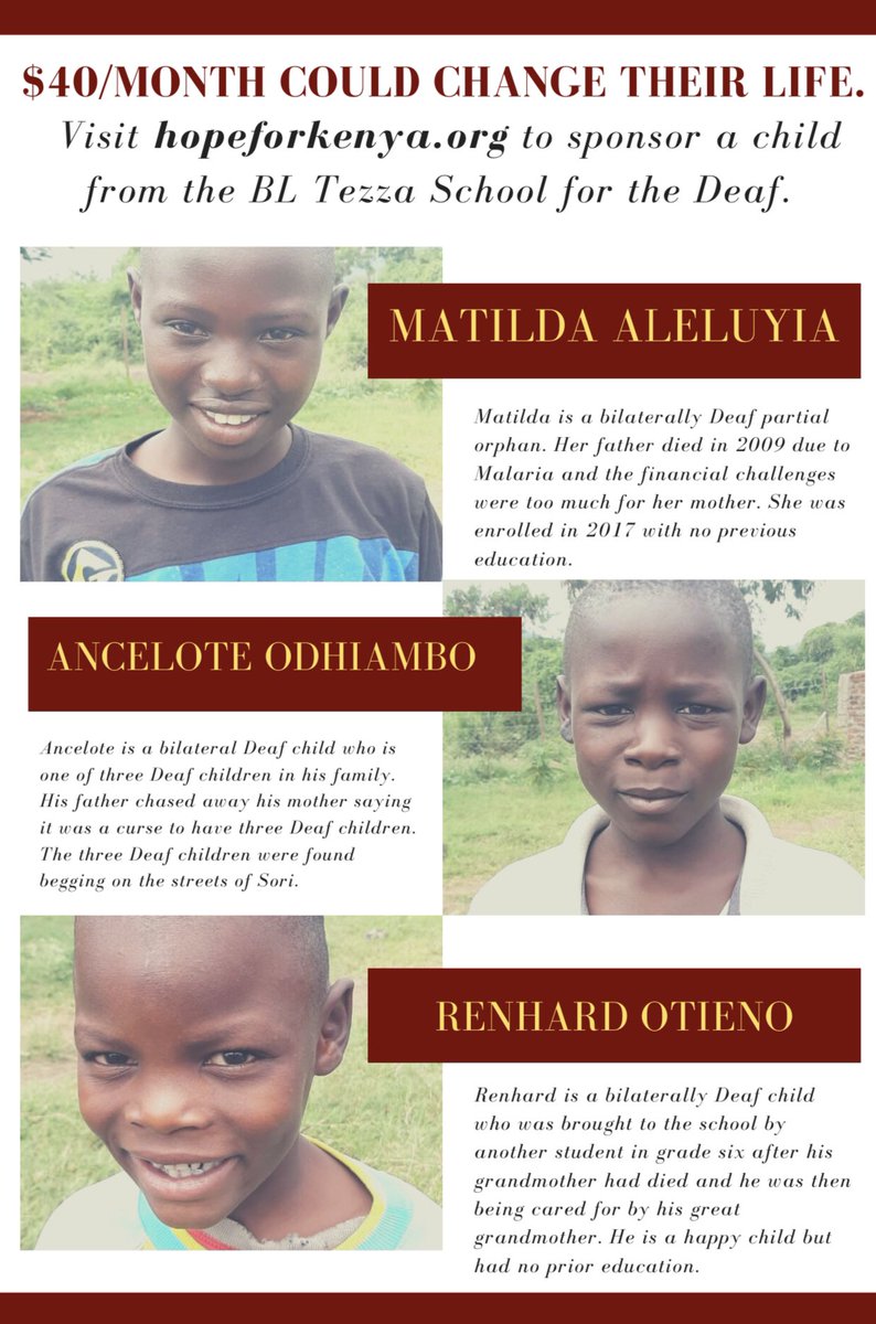 m_heartskenya's tweet photo. We have Deaf children waiting for sponsorship on our website. In Kenya many Deaf children are neglected or abandoned, we want to give them an education! Want to know how? Check out these photos! #Deaf #Deafeducation #Deafed #Deafcommunity #signlanguage https://t.co/vAvvQ940mg https://t.co/xgVEQpVVH1