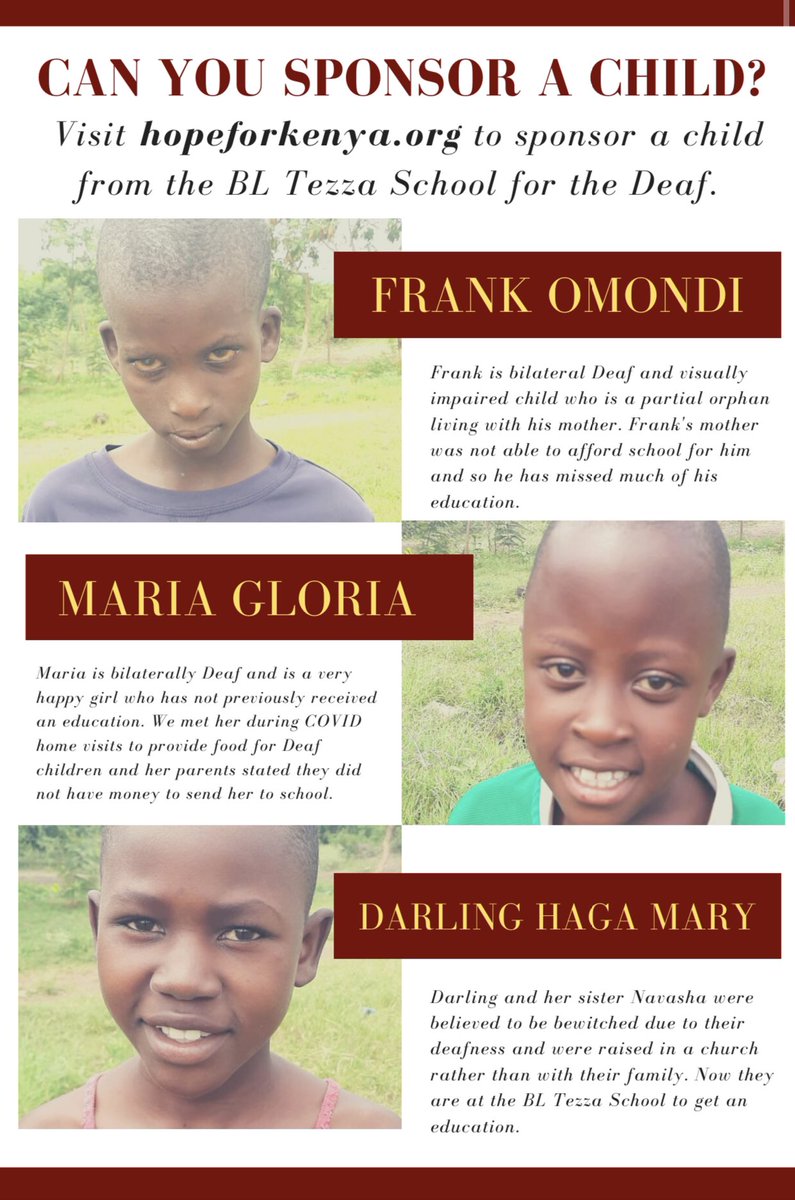 m_heartskenya's tweet photo. We have Deaf children waiting for sponsorship on our website. In Kenya many Deaf children are neglected or abandoned, we want to give them an education! Want to know how? Check out these photos! #Deaf #Deafeducation #Deafed #Deafcommunity #signlanguage https://t.co/vAvvQ940mg https://t.co/xgVEQpVVH1