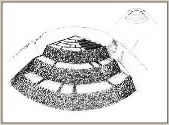 "As the diagram shows, the uppermost part was built as a series of drums each getting progressively smaller in diameter with increasing height. Each drum is about 17 feet in height with the outer wall leaning in at an angle for added stability."  http://www.avebury-web.co.uk/silbury_hill.html