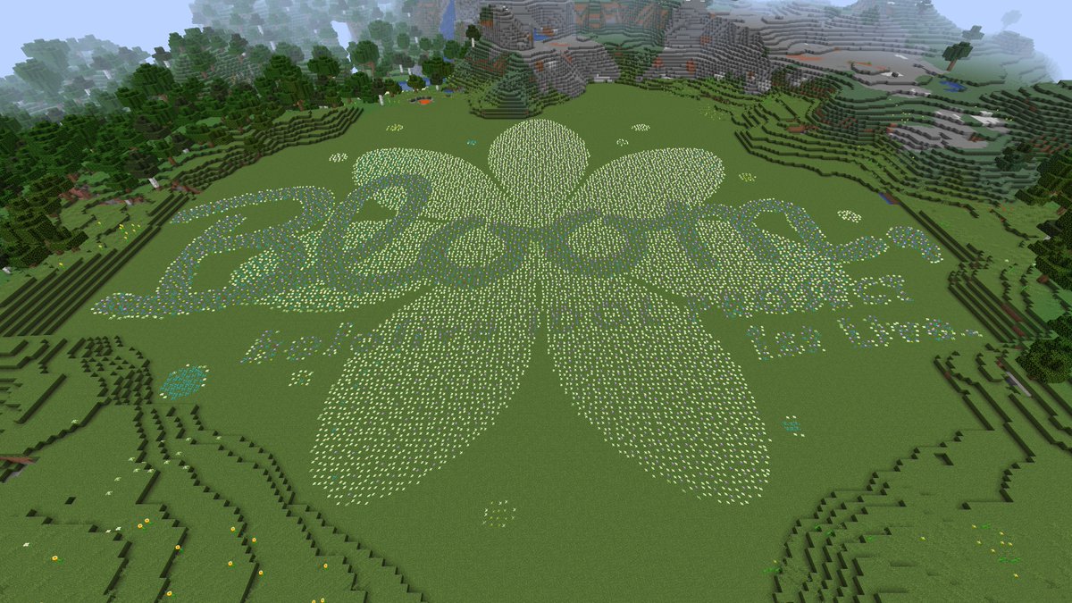 sirap_ros's tweet image. No power, no problem! Keep calm and execute plan &quot;B&quot;, B for Bloom

3 days for terraforming + a few hours for gathering and planting flowers, taking up an area of 200 x 144 blocks

#花咲くホロライブ #ホロライブ #Minecraft