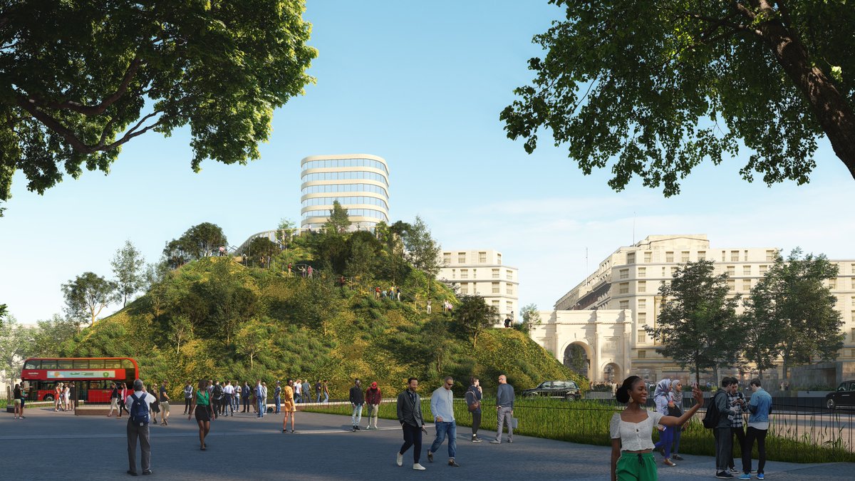 Congratulations to Westminster City Council for cooking up this fabricated 'hill' and events space off Oxford Street in London's Hyde Park. Brave stuff indeed! bloomberg.com/news/articles/…