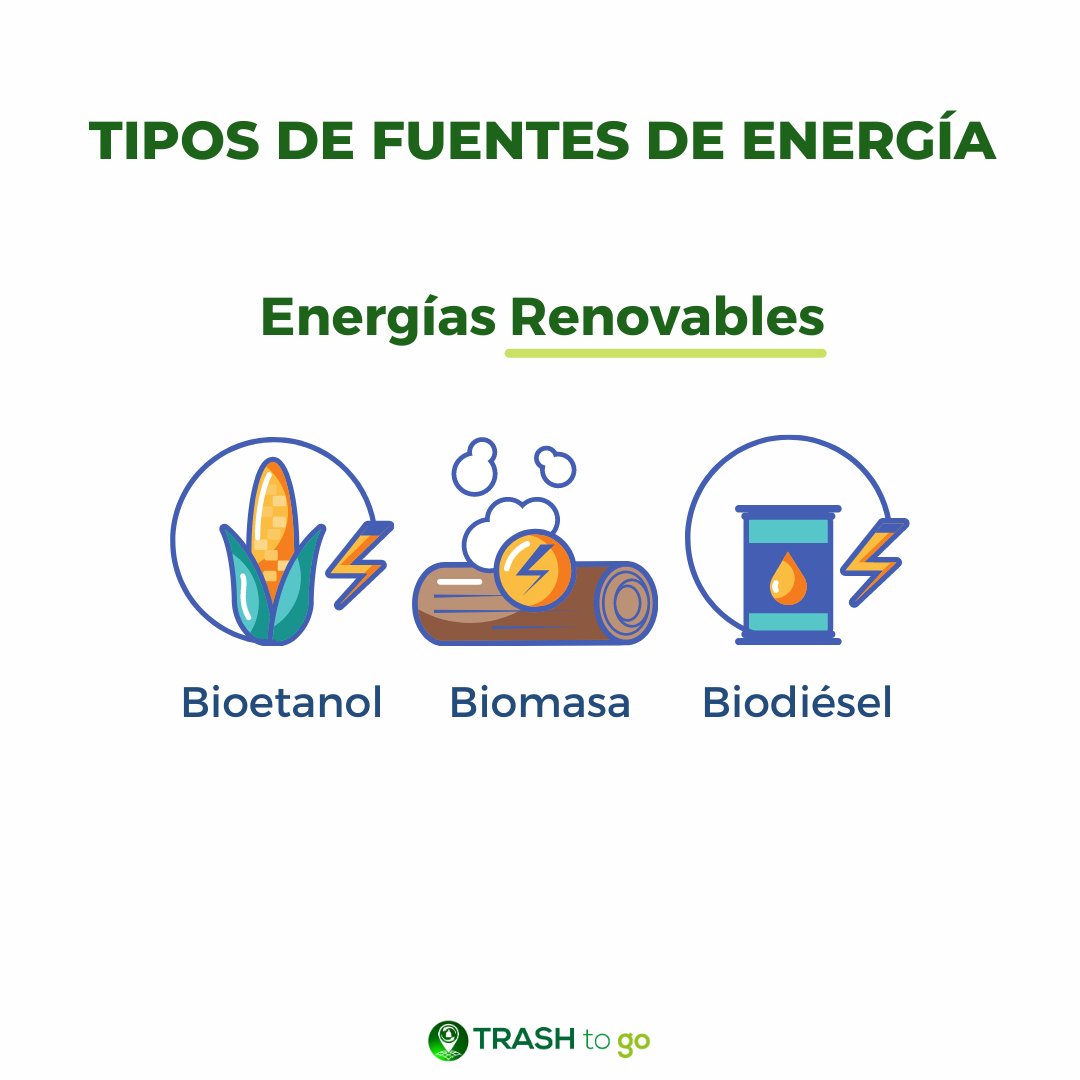 TrashToGoApp's tweet image. La #energíarenovable a partir de fuentes naturales inagotables💚🌍
Bioetanol, mediante procesos de fermentación de productos vegetales
Biodiésel, a partir de aceites vegetales
Biomasa, se extrae de materia orgánica
#TrashToGoApp #Appdereciclaje #Reciclaje #MedioAmbiente