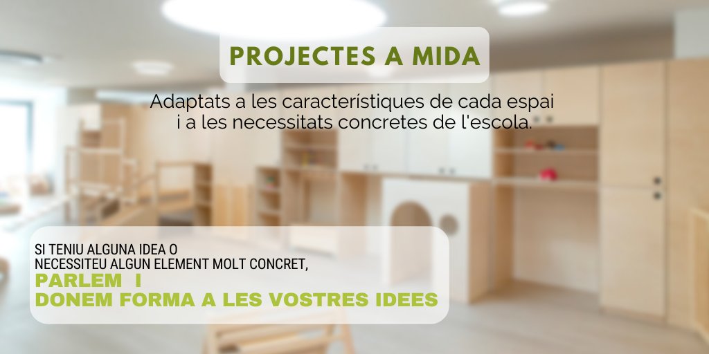 albera_mobles's tweet photo. #projectesamida
Parlem-ne!! 
Per conèixer més projectes a mida podeu visitar la nostra web (https://t.co/1T910Sdlh2)
#Albera #projectesamida #mobiliariescolar #escoleta #espaifamiliar #escolar #infantil #primaria #fusta #escolesbressol https://t.co/LSs0CLigRy