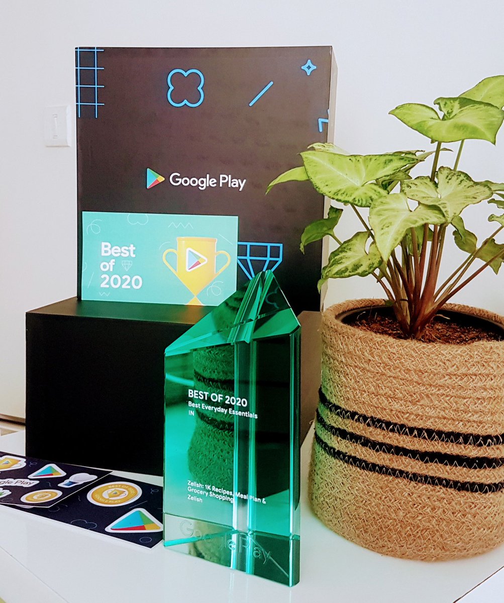 Zelishious's tweet photo. And look what just arrived in the mail 😍🏆

Our Google Play Award for #BestOf2020 is finally here and is really sprucing up our HQ shelf 🔥 https://t.co/EErPvYRdlM
