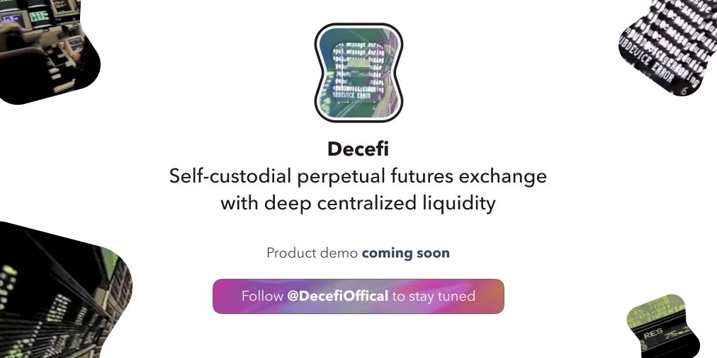Decefi. Self-custodial perpetual futures exchange with deep centralized liquidity.

Join $DCFI promo farming: youtube.com/watch?v=yz5uaN…

Product demo coming soon. Follow <a href="/Decefi_official/">Decefi</a> to stay tuned.

$DCFI $YFI $ORN $BNB $XRP