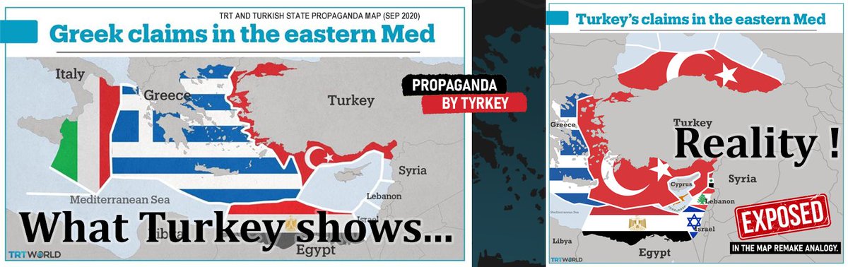 Now let's put it side by side and see what Turkey shows, and what is truly the reality :— It is clear that Turkey have maximalistic and illegal claims.