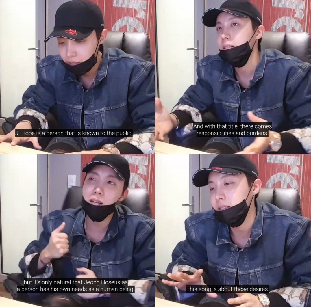Here he is talking about the difference between J-Hope and Hoseok.