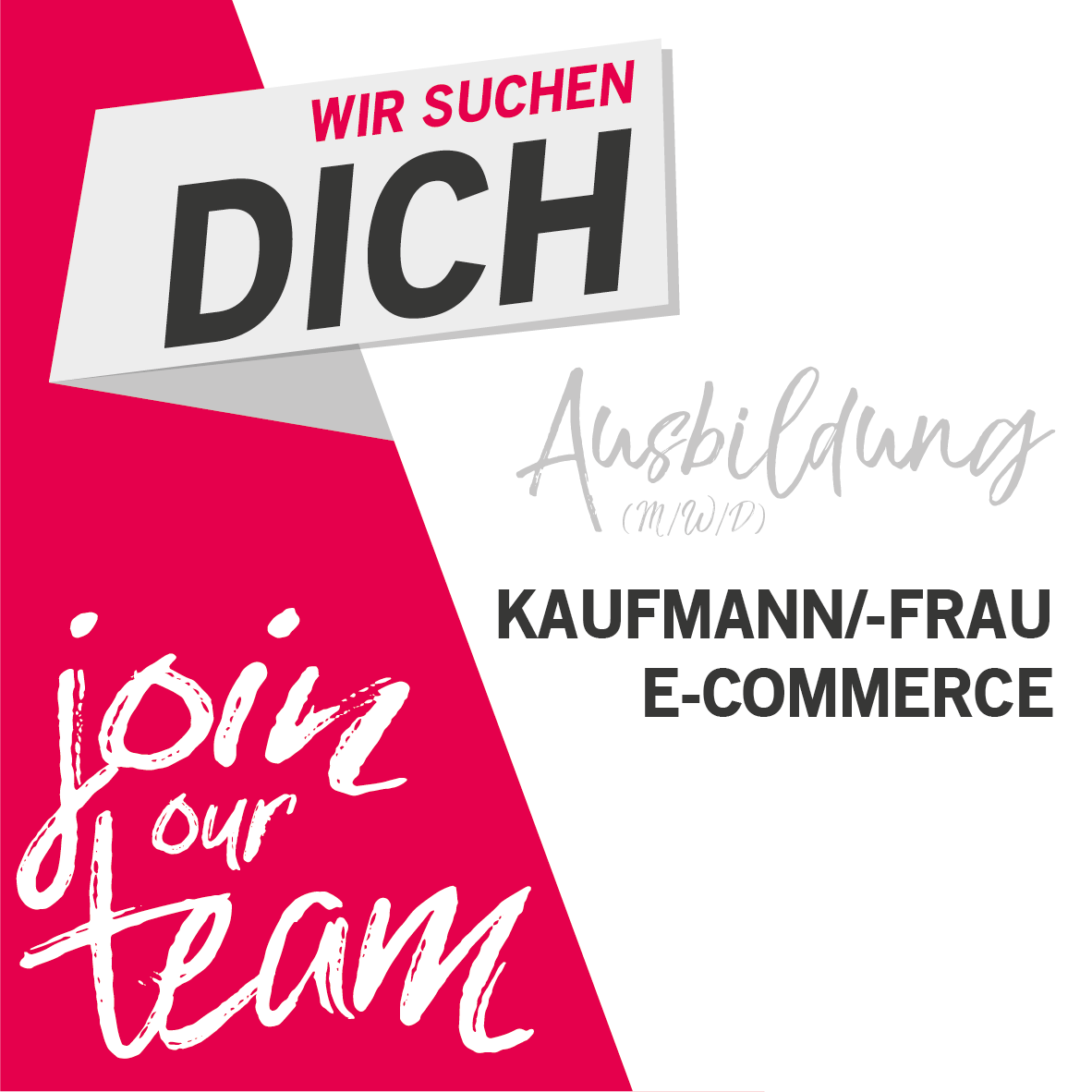 solutioo's tweet photo. Wir suchen dich: Kaufmann (m/w/d) für E-Commerce - Ausbildung 2021
Wir freuen uns auf deine Bewerbung.
https://t.co/u5dbAHczES https://t.co/iXKf1rQevp