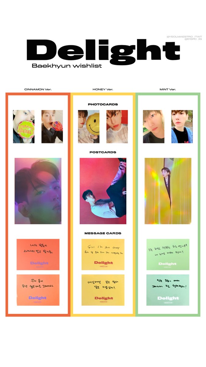 EXO BAEKHYUN DELIGHT: album inclusions list (photocard, postcard