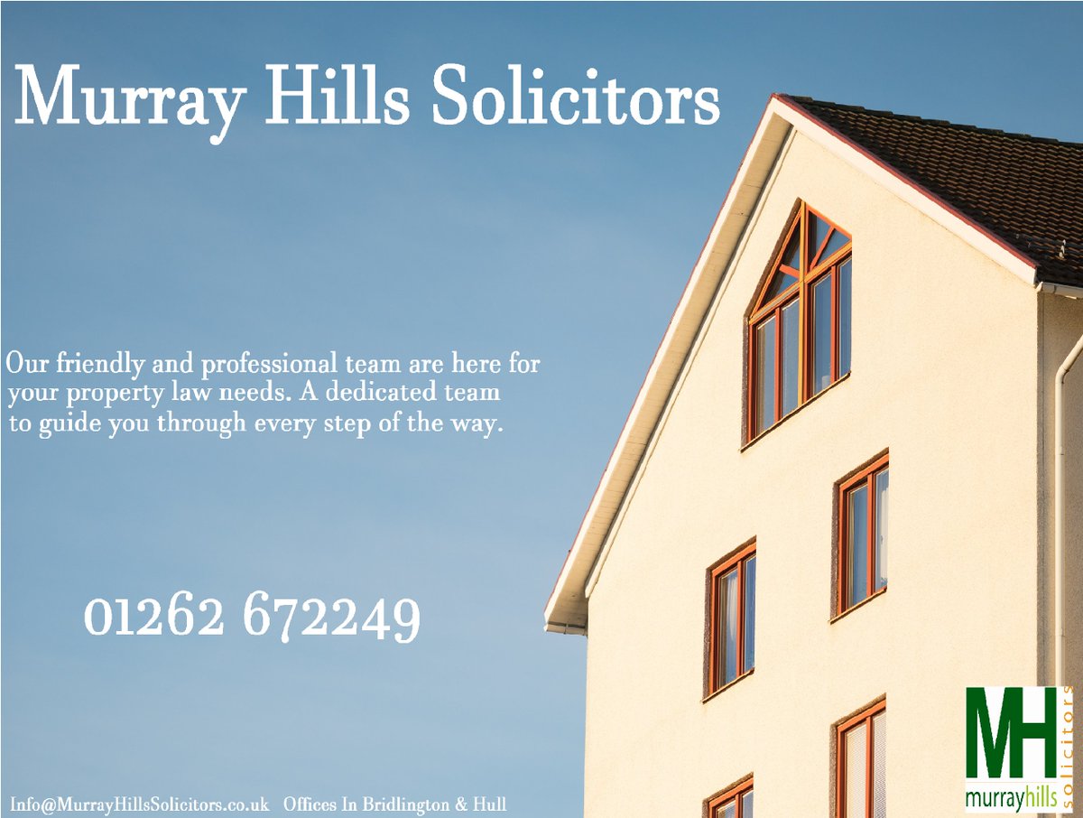 We have dedicated, professional &amp; friendly teams to help you with your house sale, purchase, transfer or re-mortgage. 
Murray Hills Solicitors, taking the stress out of property law
Call us now  01262 672249 

#Bridlington #Hull #Filey #Scarborough #Beverley  #NewHome #HouseSale