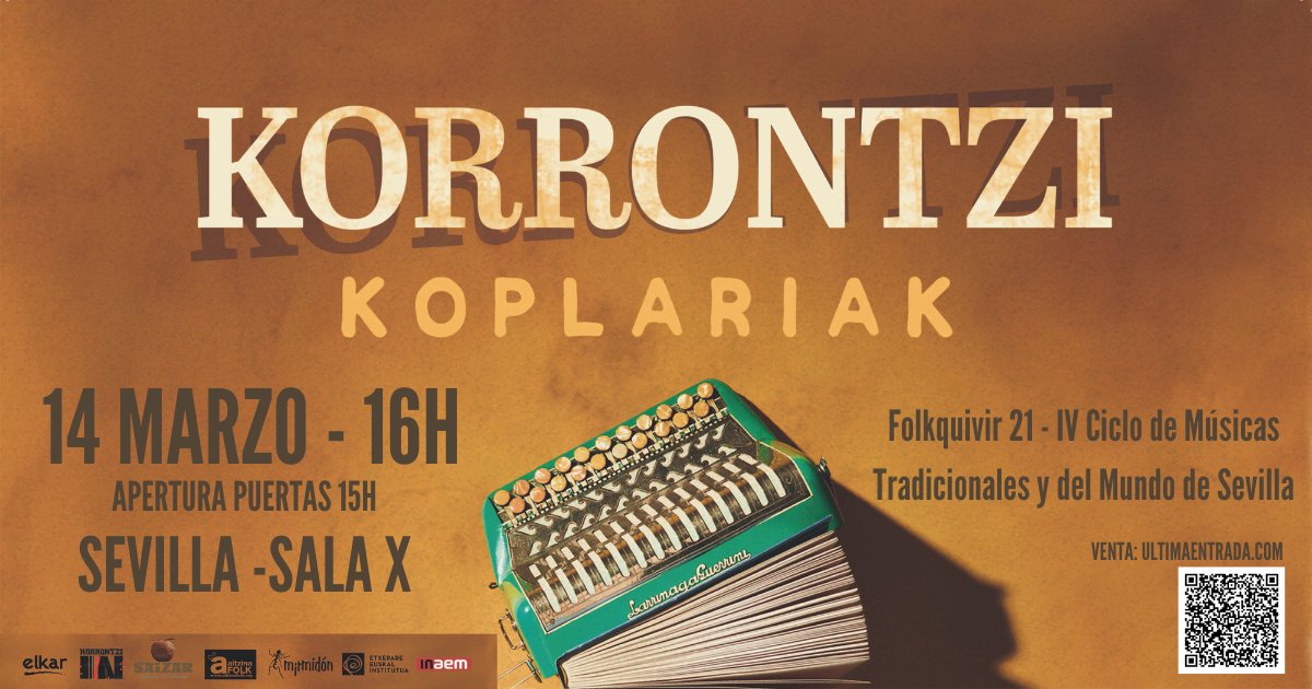 franciscuberos's tweet photo. @KorrontziFolk estarán en #Folkquivir21 el próximo domingo 14 de marzo en la SALA X. Entradas ya  a la venta en https://t.co/lPSUqwQLw9. #folk #músicatradicional #paisvasco . https://t.co/rwgbn4ADDg