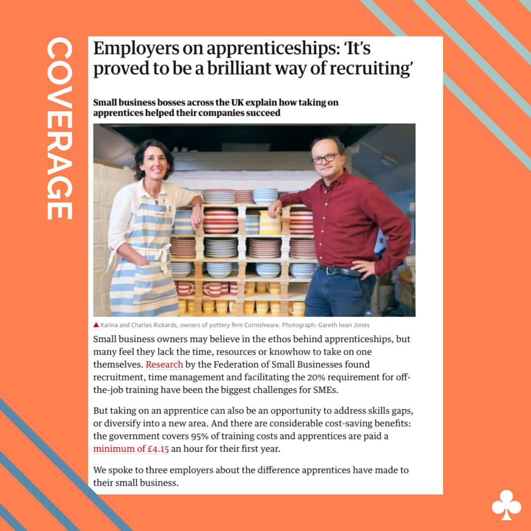 To celebrate National Apprenticeship Week last week <a href="/cornishware/">Cornishware</a> spoke to The Guardian about how taking on apprentices from Yeovil College has helped them meet rising demand, with the iconic British pottery seeing a 110% increase in sales in 2020. Check out the interview here.