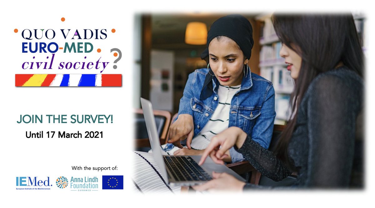 📢  Take part in the survey 'Quo Vadis Euro-Med Civil Society?' Don't miss the chance to participate in a consultation that's looking into new opportunities to: 💪Grow the EuroMed civil society support base 📑Articulate new demands ➡️mailchi.mp/iemed/euromed-…