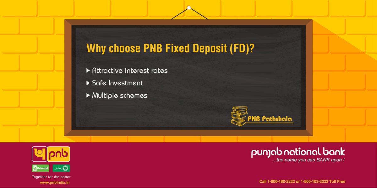 pnbindia's tweet photo. Invest smartly with PNB Fixed Deposit schemes. Find an FD scheme that's best for you here: https://t.co/YIh8DDKfRF
#PNBPathshala #FD https://t.co/YiWtMlKO2R