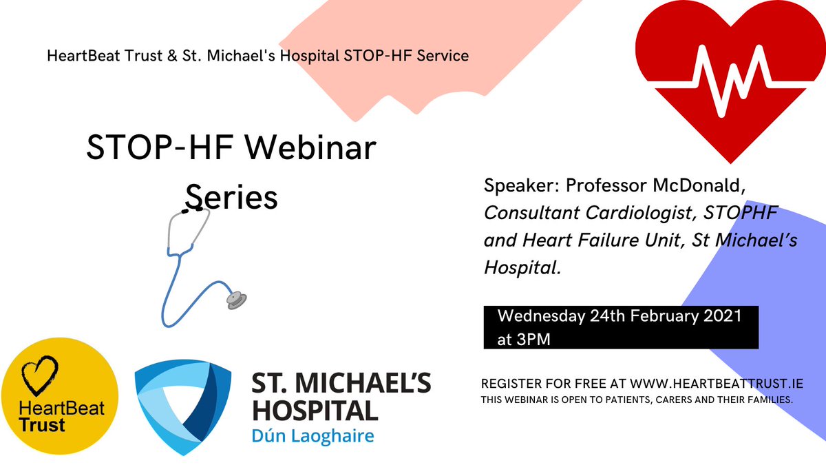 HeartBeatTrust_'s tweet photo. We are happy to announce our STOP-HF Webinar Series starts next week on the 24th February 2021 hosted by Professor Ken McDonald. If you or someone you know is a patient of the STOP-HF Unit, please register on our website https://t.co/aRdwZmVohQ https://t.co/zeLtabT9ko
