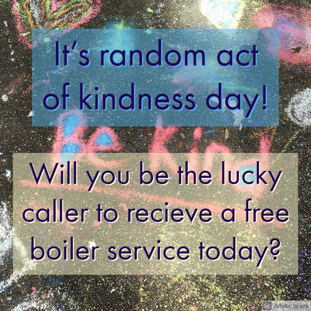 FDPlumbing's tweet photo. The world could do with a little bit of happiness at the moment so join us in celebrating #randomactsofkindnessday
We will be offering a random customers a free boiler service! What are you doing today to spread the joy? https://t.co/dJA5HZKkMc
