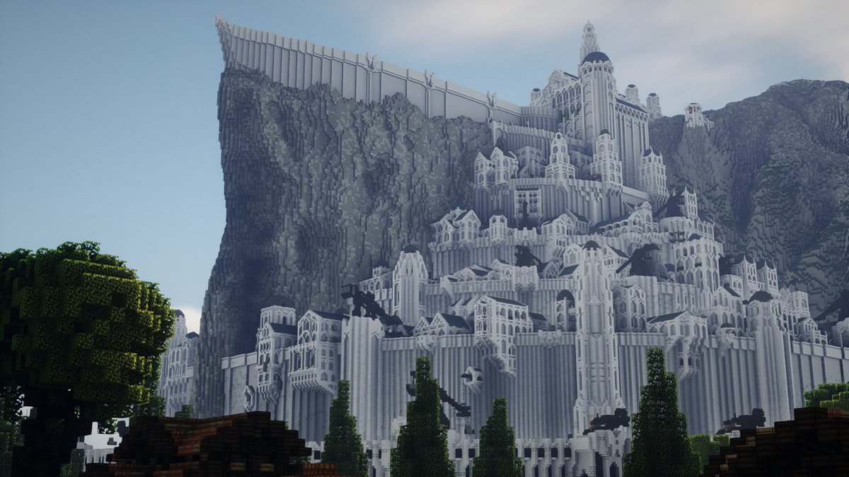 MinecraftMiddleEarth on X: Originally planned with PINK (yes you heard  that right!) wool, our Minas Tirith now stands tall over the land of  Gondor. Thankfully it's appearance is now so similar to