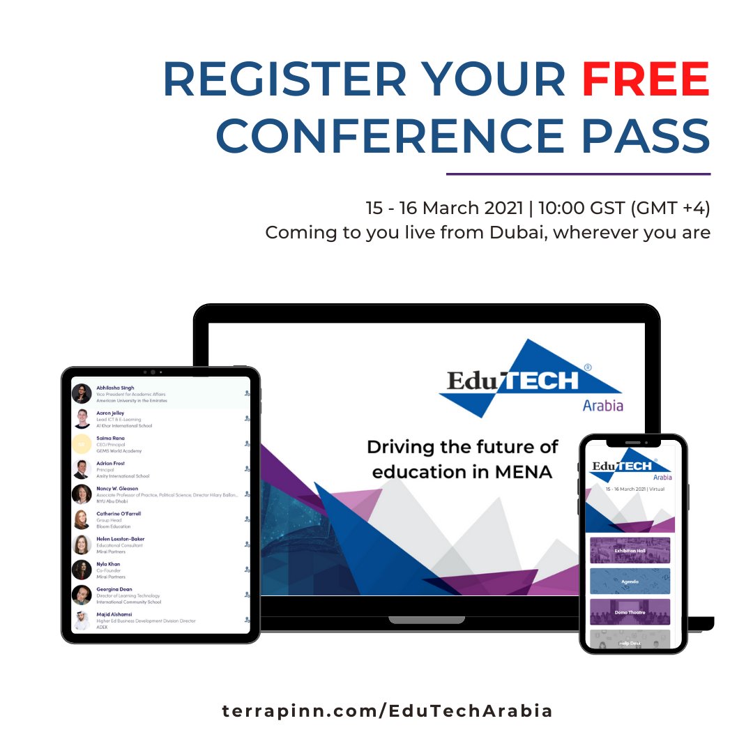 📢 ONLINE REGISTRATION IS NOW OPEN 📢

Get your FREE conference pass today: bit.ly/36TyEot

#EduTechArabia #EdTech