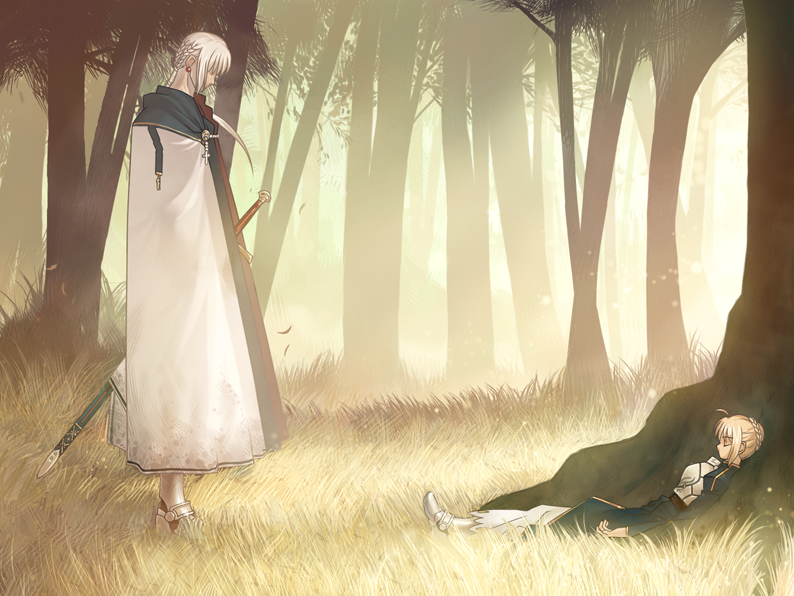 In the last sequence of the Fate route we see the "Continuation of the Dream" where Saber gets sent back to her timeline and finally dies after her final battle.