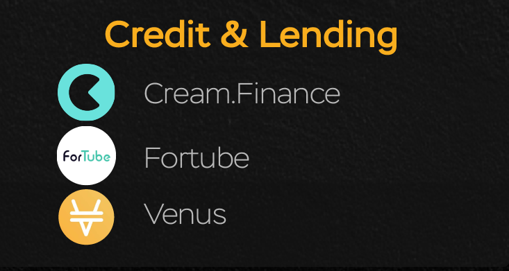 Notable projects in  #Credit &  #Lending of  #BSC   You probably know how gigantic credit & lending is in the traditional market.  #DeFi is drawing more and more cash flows from the mainstream. 2021 will witness explosions in this section. $CREAM  $FOR  $XVS