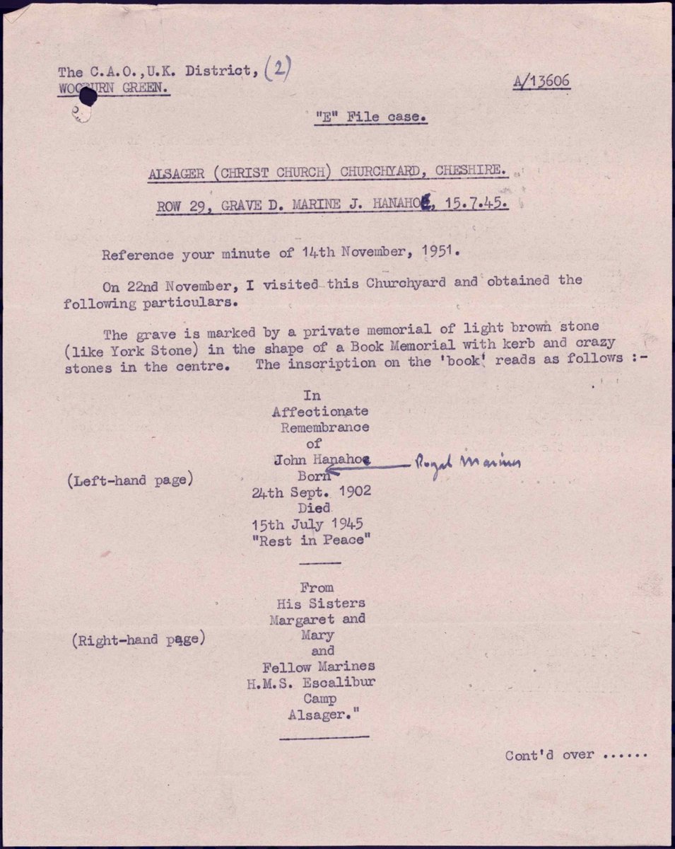 Following the erection of the private memorial, Margaret contacted the  @CWGC again to enquire whether one of their headstones could be added to the grave. Investigations were carried out, but it was ultimately felt it would be impracticable to also erect a  @CWGC headstone. 11/11