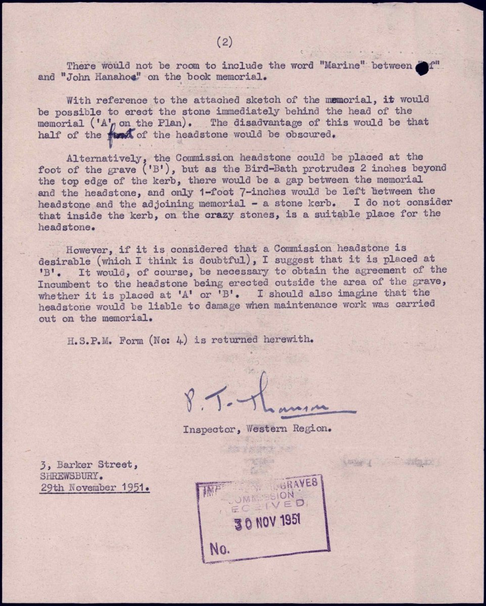 Following the erection of the private memorial, Margaret contacted the  @CWGC again to enquire whether one of their headstones could be added to the grave. Investigations were carried out, but it was ultimately felt it would be impracticable to also erect a  @CWGC headstone. 11/11
