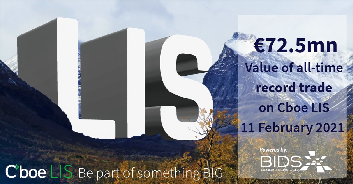 Cboe LIS, Cboe Europe’s #blocktrading platform, recorded its biggest-ever transaction last week, a €72.5mn trade in Swiss stock Logitech, demonstrating the benefits of having competition back in Swiss equity markets. bddy.me/37mGlE4