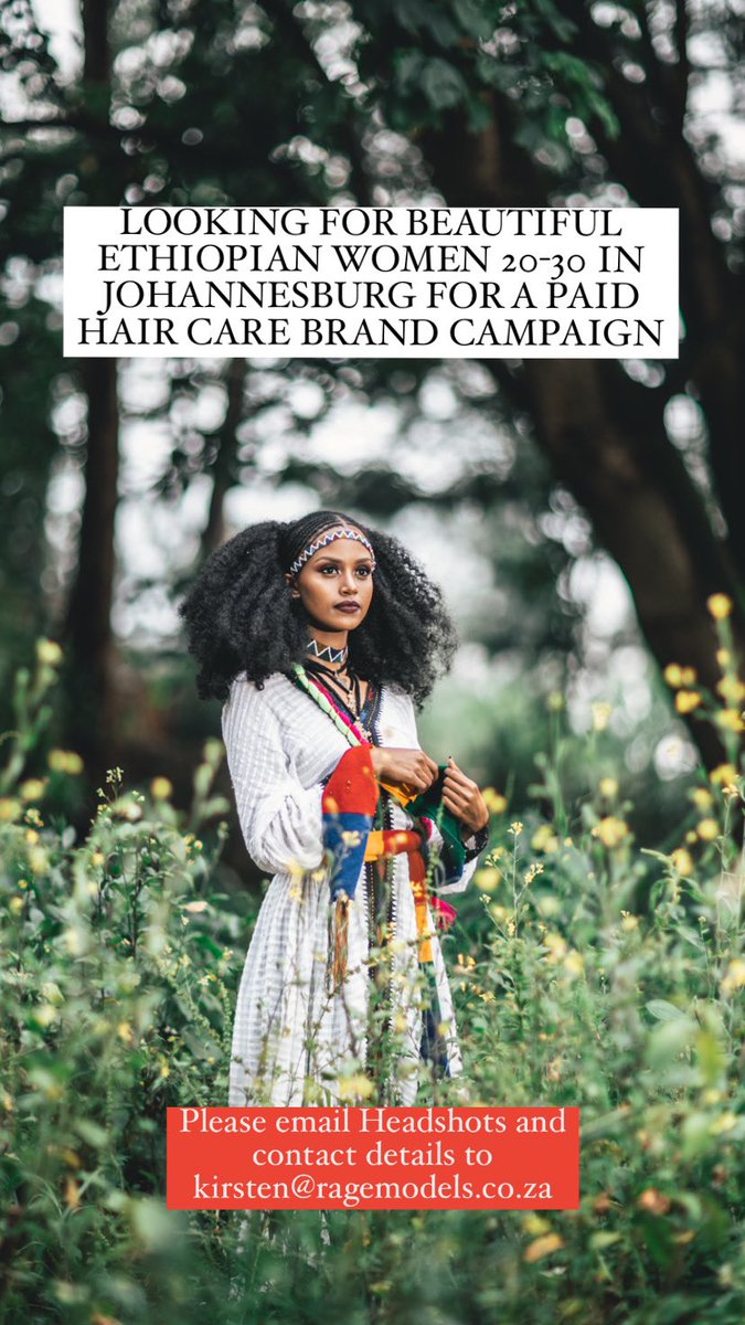 KirstySwiss's tweet image. #VirtualScouting Lookimg for beautiful Ethiopian girls 20-30 years old who live in Johannesburg. Please hit me up, this is a paid gig.