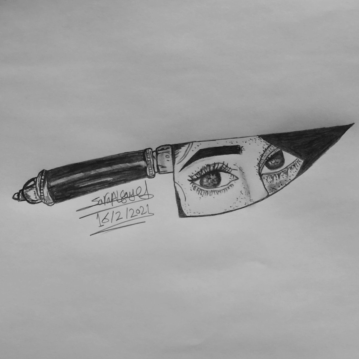 SaraAlsaid18's tweet photo. #art #artist #artismylife #drawing #draw #drawingoftheday #fastsketch #pencilsketch #knife #black #eyes #girle #mirro #blackeyes #freckleface #tuesdayvibe #mood #February2021 #autumnvibes #2021 https://t.co/D0UMmVObGO