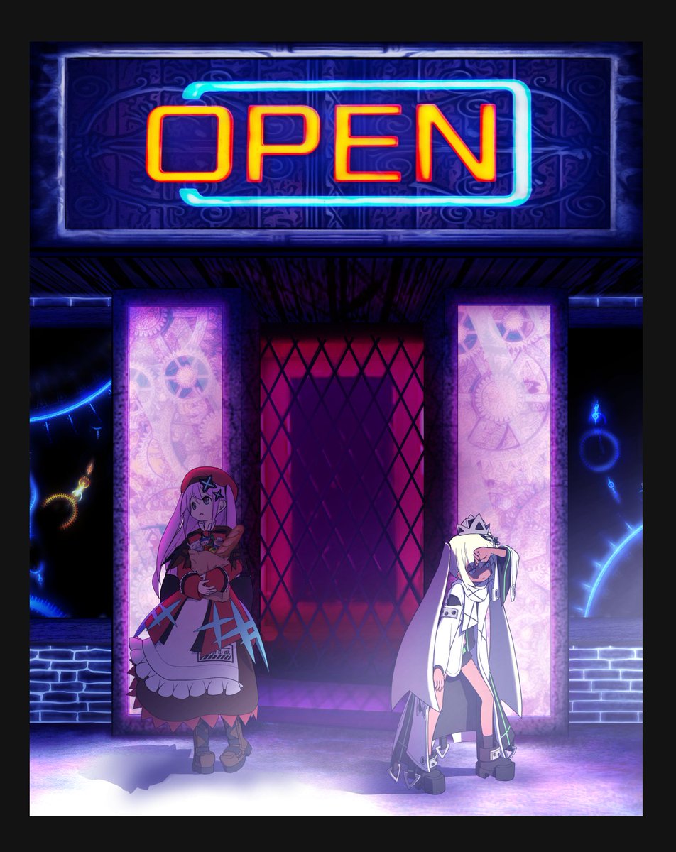 九重七一 いろいろ サイバーパンクでまちぼうけ 背景とキャラクターをなじませる実験はわりと素直に成功したと思う コンセプトアートとまでいかなくてももうちょっと広い絵を創りたくなってきた イラスト